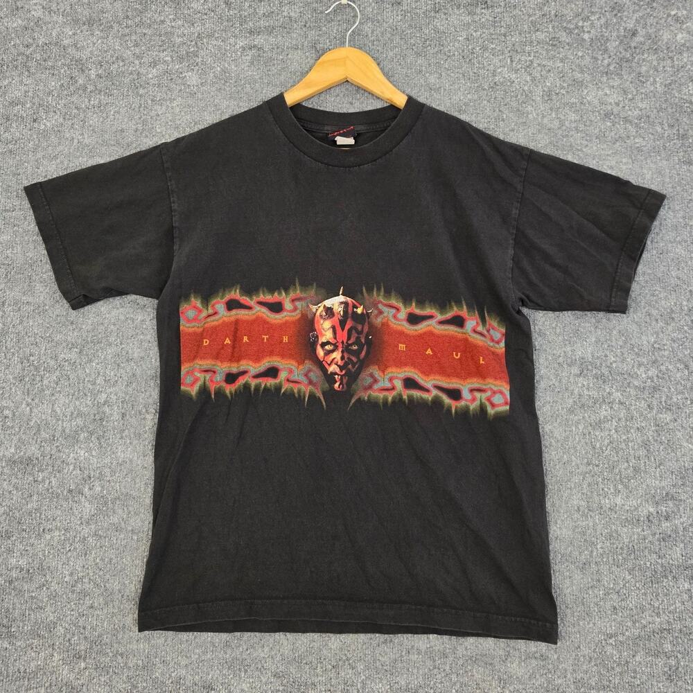 Vintage Star Wars Shirt Mens Large Darth Maul Graphic Black Movie Sci-Fi 90s